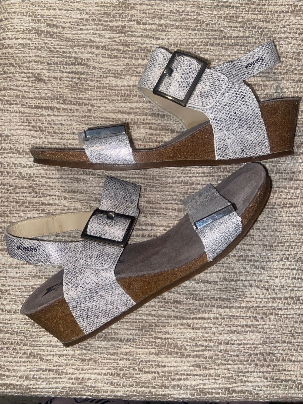 Mephisto Morgana Silver Wedge Sandals size 41